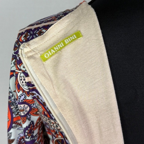 Gianni Bini Boho Paisley Wrap Dress‎ V-Neck Long Sleeve Knee Length Multicolor - Picture 6 of 7